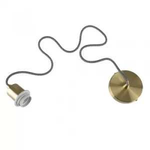 Image of Designer Suspended Lampholder with Shade Ring in Satin Brass