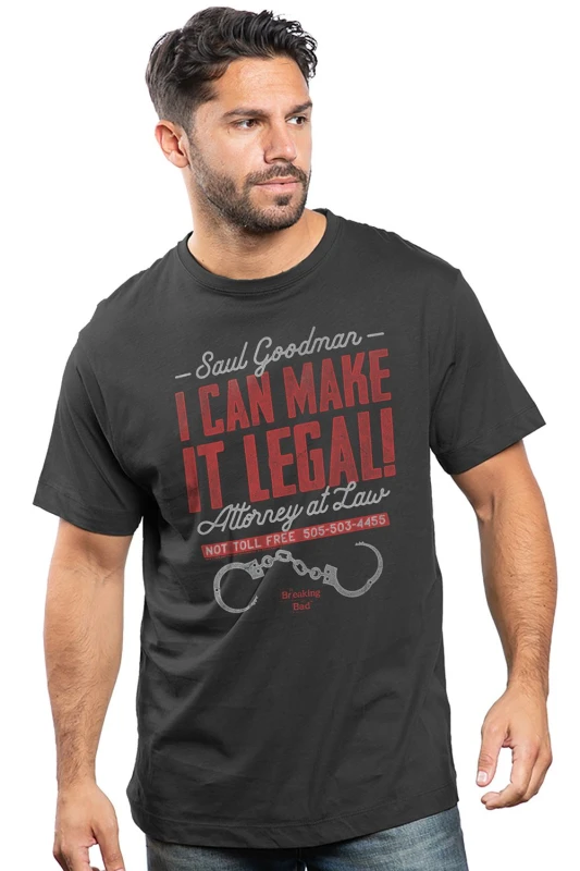 Image of Breaking Bad Men Breaking Bad Saul Goodman Mens T-Shirt Grey Size: Medium Grey M Male 5052777756401