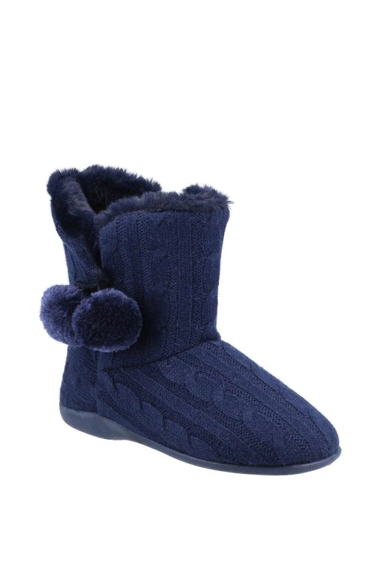 Image of Fleet & Foster Apple Knitted Bootie Slipper Navy female
