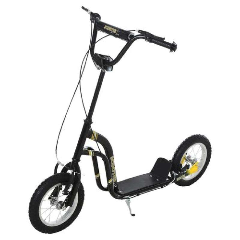 Image of HOMCOM Kids Stunt Scooter with 12" Rubber Wheels, Adjustable Handlebar, Black 371-017BK