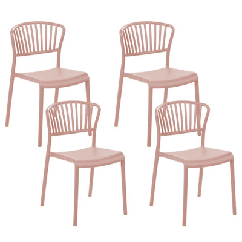 Image of Beliani Set Of 4 Garden Chairs Gela Pastel Pink