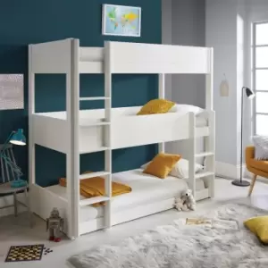 Image of Snowdon White Three Tier Bunk Bed and Spring Mattresses