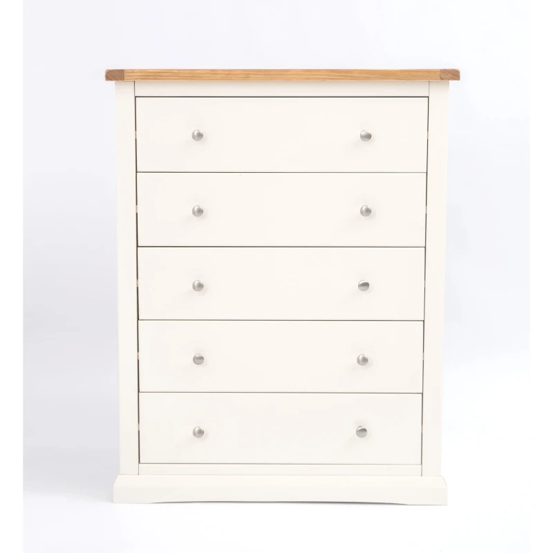 Image of Cabinet Bits Castelli 5 Drawer Chest of Drawers Chrome Knob in Off-White Off-White Unisex