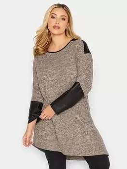 Image of Yours Soft Touch Pu Panel Top - Natural, Size 16, Women