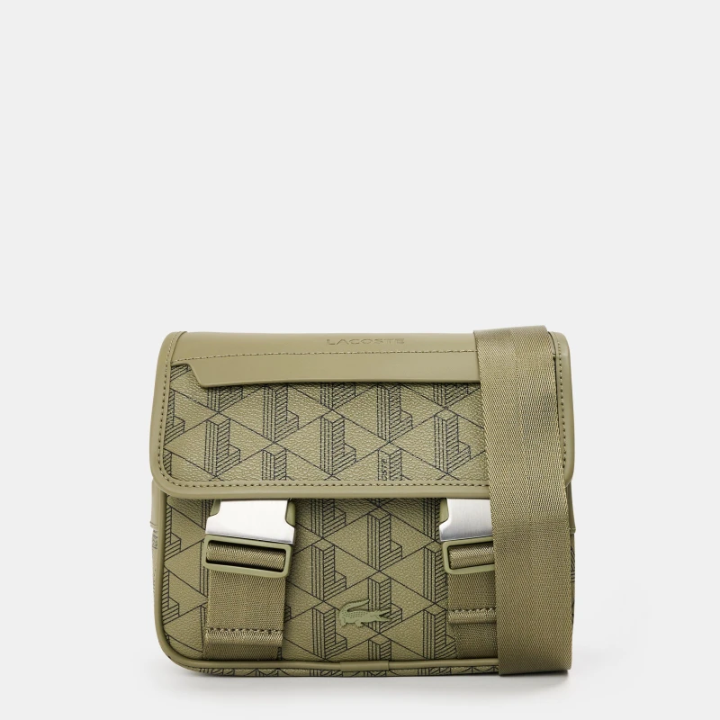 Image of Lacoste Mens Messenger Bag Mono Kaki Noir male One Size