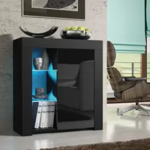 Image of Sideboard tv Unit Modern Cabinet Cupboard tv Stand Living Room High Gloss Doors - Black - Black