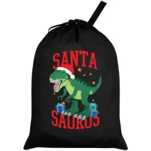 Image of Grindstore Santa Saurus Dinosaur Christmas Santa Sack (One Size) (Black) - Black