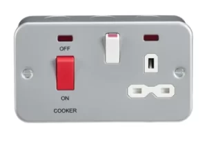 Image of KnightsBridge Metal Clad 2G 45A DP Cooker Switch and 13A Switched Socket with Neons