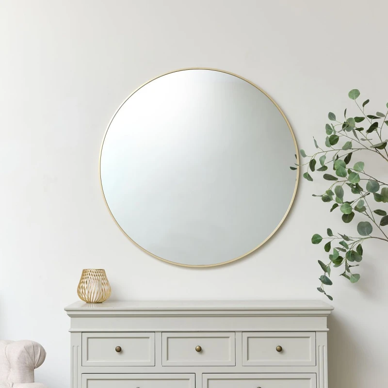 Image of Melody Maison Large Round Gold Mirror 100cm X 100cm Metallic Gold