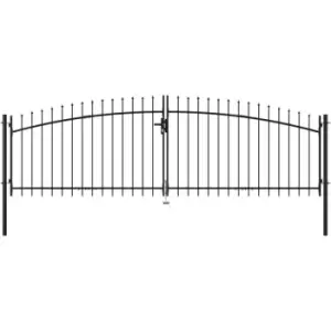 Image of Double Door Fence Gate with Spear Top 400x175cm Vidaxl Black