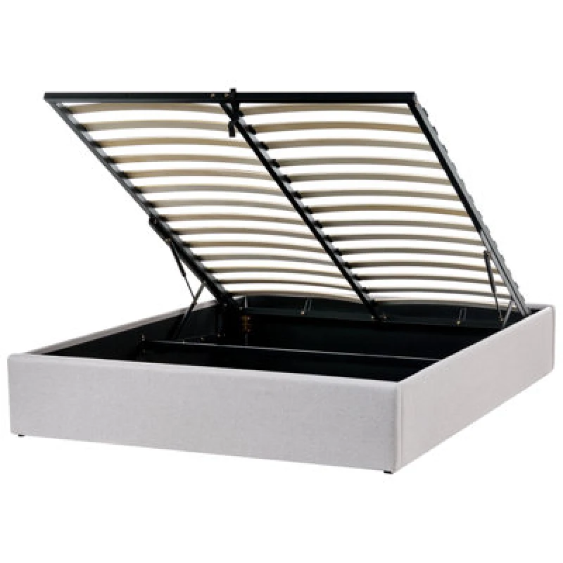 Image of Beliani Ottoman Bed Without Headboard Fabric Dinan 140 X 200 Cm (Eu Double) Light Grey