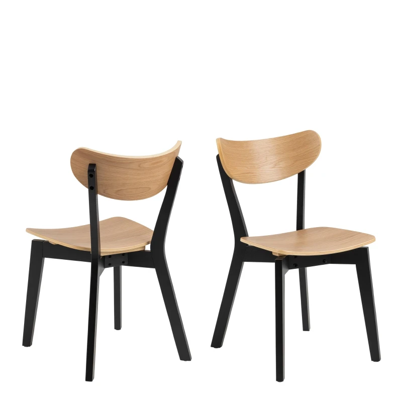 Image of Furniture To Go Roxby Dining Chairs in Black & Oak Set of 2 Black Unisex