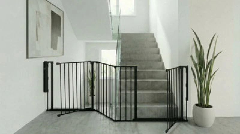 Image of Safetots Two Door Multi Panel Solution For Up And Down Staircases, Black, 259Cm Of Length, Includes 2 Door Opening Panels