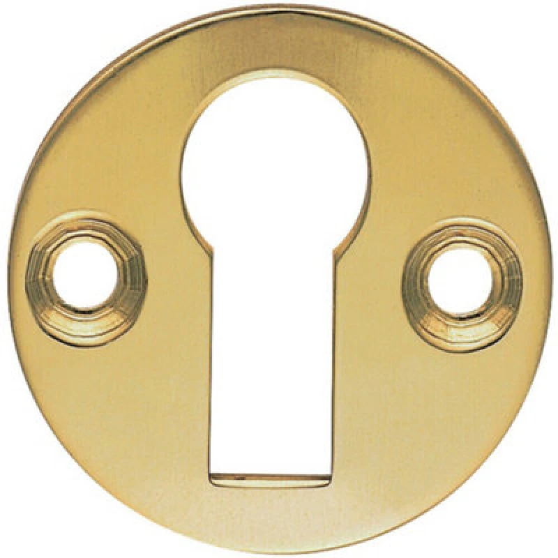 Image of Loops 31mm Keyhole Profile Round Escutcheon 18mm Fixing Centres Polished Brass Metallics unisex