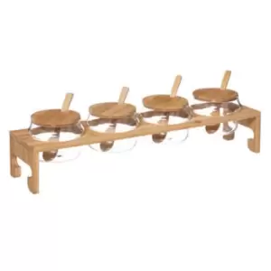 Image of Glass & Bamboo 5 Piece Serve Set Natural