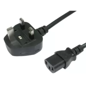 Image of TruConnect 16-1729 3m UK Plug IEC C13 Black Mains Lead