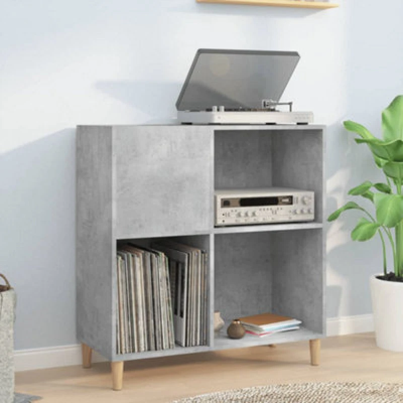 Image of Vidaxl Record Cabinet Concrete Grey 84.5X38X89cm Engineered Wood