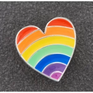 Image of Colourful Rainbow Silver Plated Heart Pin