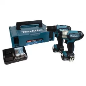 Image of Makita CLX224AJ 12v CXT Cordless Drill and Impact Driver Kit 2 x 2ah Li-ion Charger Case