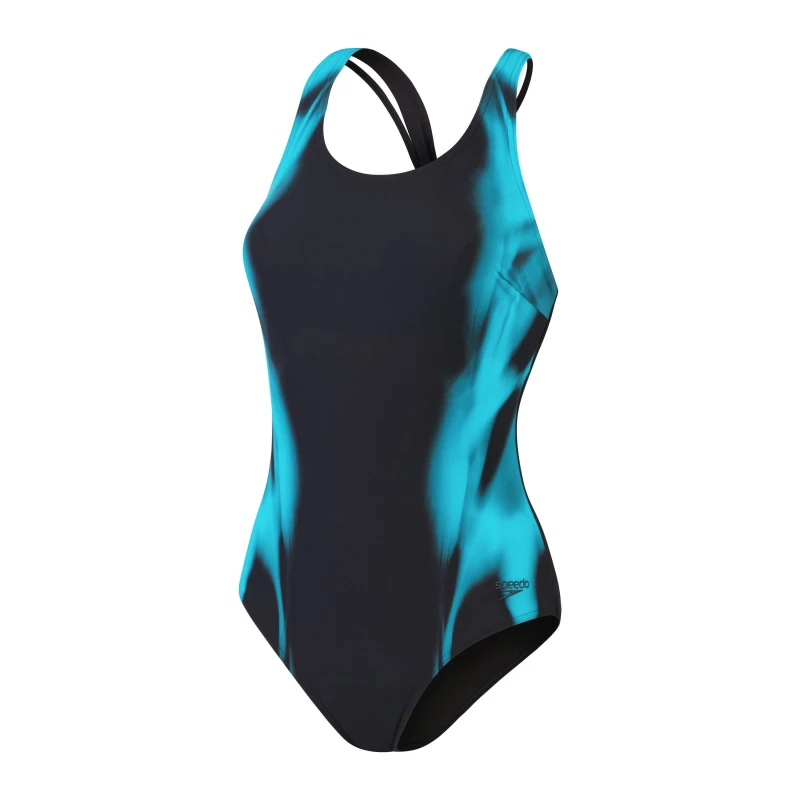 Image of Speedo Womens Speedscu Pt One Piece Swimsuit Black/Blue female 32 (S)