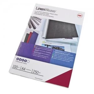Image of GBC Linen Weave Cover Set 250gsm Red A4 CE050030 (50PAIRS)