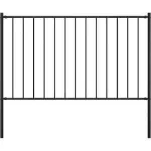 Image of Vidaxl - Fence Panel with Posts Powder-coated Steel 1.7x1.25 m Black Black