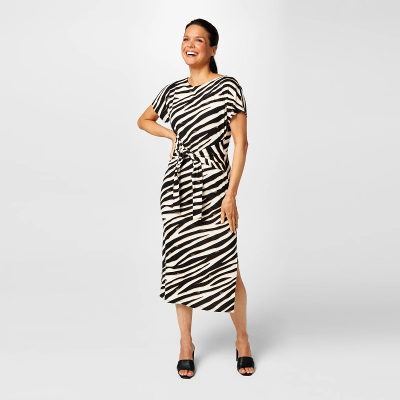 Image of Biba Biba Tie Front Jersey Dress - Multi Multi 8