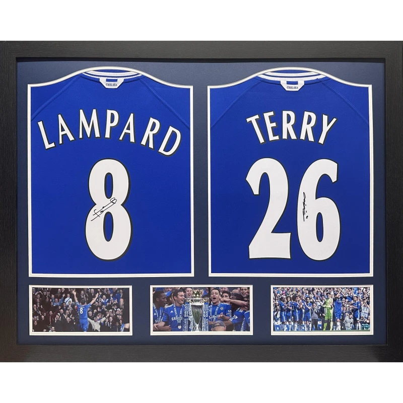Image of AllStarSignings Ltd Lampard Terry double signed Chelsea shirt display Blue unisex One Size