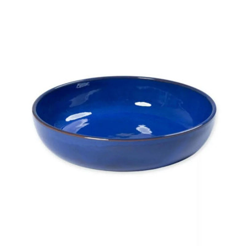 Image of Verano Spanish Ceramics Selena Glazed Hand Dipped Solid Colour Kitchen Dining Medium Bowl Blue (Diam) 22Cm