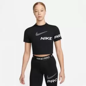 Image of Nike Dri-FIT Womens Short Sleeve Cropped Graphic Top - Black