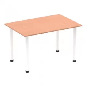 Image of Impulse 1200mm Straight Table Beech Top White Post Leg I003679