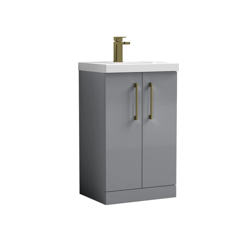 Image of Balterley Level Modern Bathroom 2 Soft Close Door & Mid-Edge Vanity Unit Basin, Satin Grey, 500mm