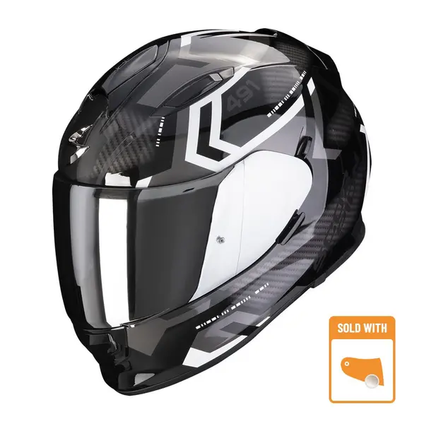 Image of Scorpion Exo-491 Spin Black-White Full Face Helmet Size M