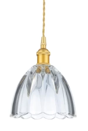Image of Wilshire Dome Pendant Light Satin Gold with Decorative Glass