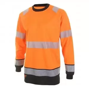 Image of Beeswift High Visibility Two Tone Long Sleeve T Shirt Orange Black