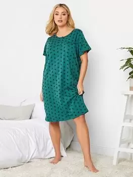 Image of Yours Ditsy Floral Placket Nightdress, Green, Size 38-40, Women