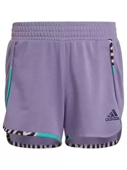 Image of adidas Older Girls Power Shorts, Lilac Multi, Size 9-10 Years, Women