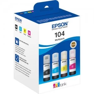 Image of Epson 104 EcoTank Black And Tri Colour Ink Bottle