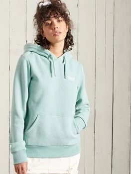 Image of Superdry Orange Label Classic Hoodie - Sage Marl, Green, Size 14, Women