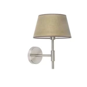 Image of Mitic 1 Light Indoor Wall Lamp Nickel with Beige Shade, E14