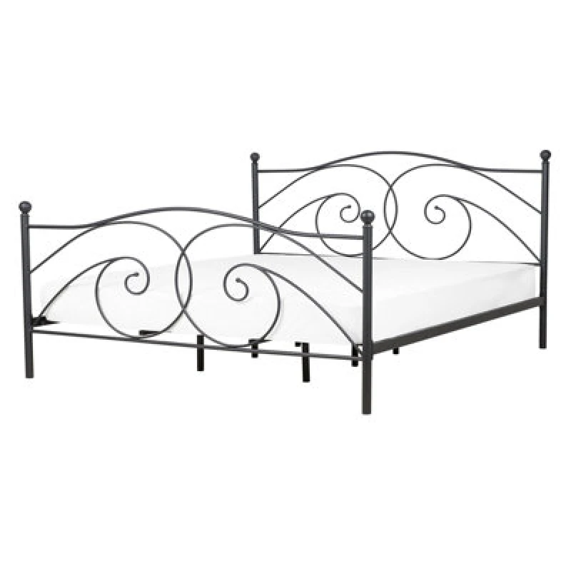 Image of Beliani Bed Metal Dinard 140 X 200 Cm (Eu Double) Black