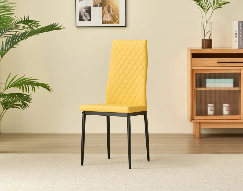 Image of Outdoor Living Emily Leather Comfort Dining Chairs - Mustard - Set of 4 Mustard Unisex