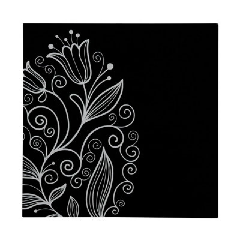 Image of Premier Housewares Tulip Black Frame Glass Print Home Wall Decor Black