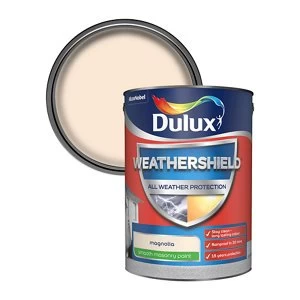 Image of Dulux Weathershield All Weather Protection Magnolia Smooth Masonry Paint 5L