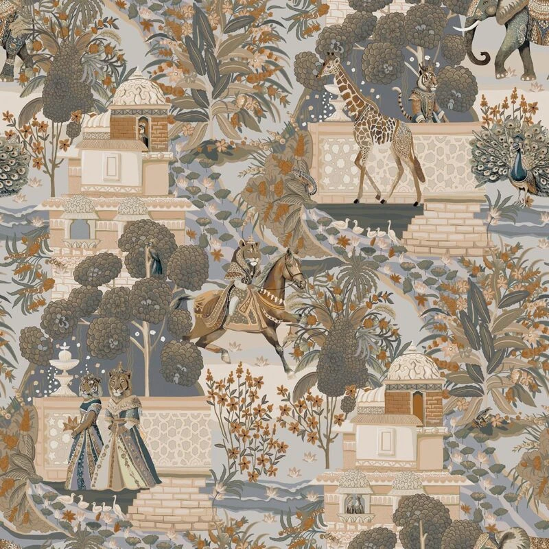 Image of HOLDEN DECOR Holden Decor - Animal Palace Navy Orange Wallpaper Stylish Trendy Feature Wall WL-13761