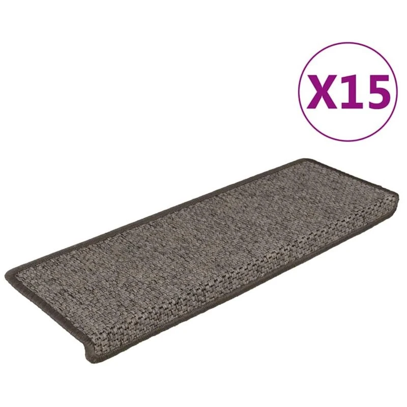 Image of VIDAXL Vidaxl - Stair Mats Self-adhesive Sisal-Look 15 pcs 65x21x4cm Grey and Beige 8720286329788