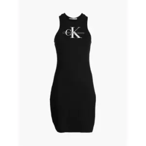 Image of Calvin Klein Jeans Archival Monologo Rib Tank Dress - Black