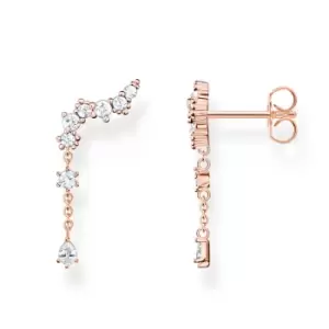 Image of THOMAS SABO Rose Gold Plated Beaded Zirconia Drop Climber Earrings