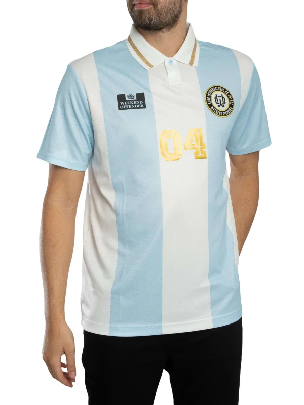Image of Weekend Offender Moulay Football T-Shirt Sky L