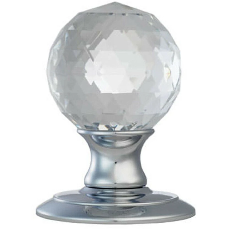 Image of Loops PAIR Crystal Mortice Round Door Knob 65mm Diameter Polished Chrome Rose Multi unisex